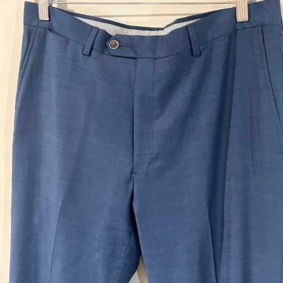 Men’s Hart Schaffner Marx 34W 33L Navy Wool Stretch Lightweight Dress Work Pants - Picture 3 of 11